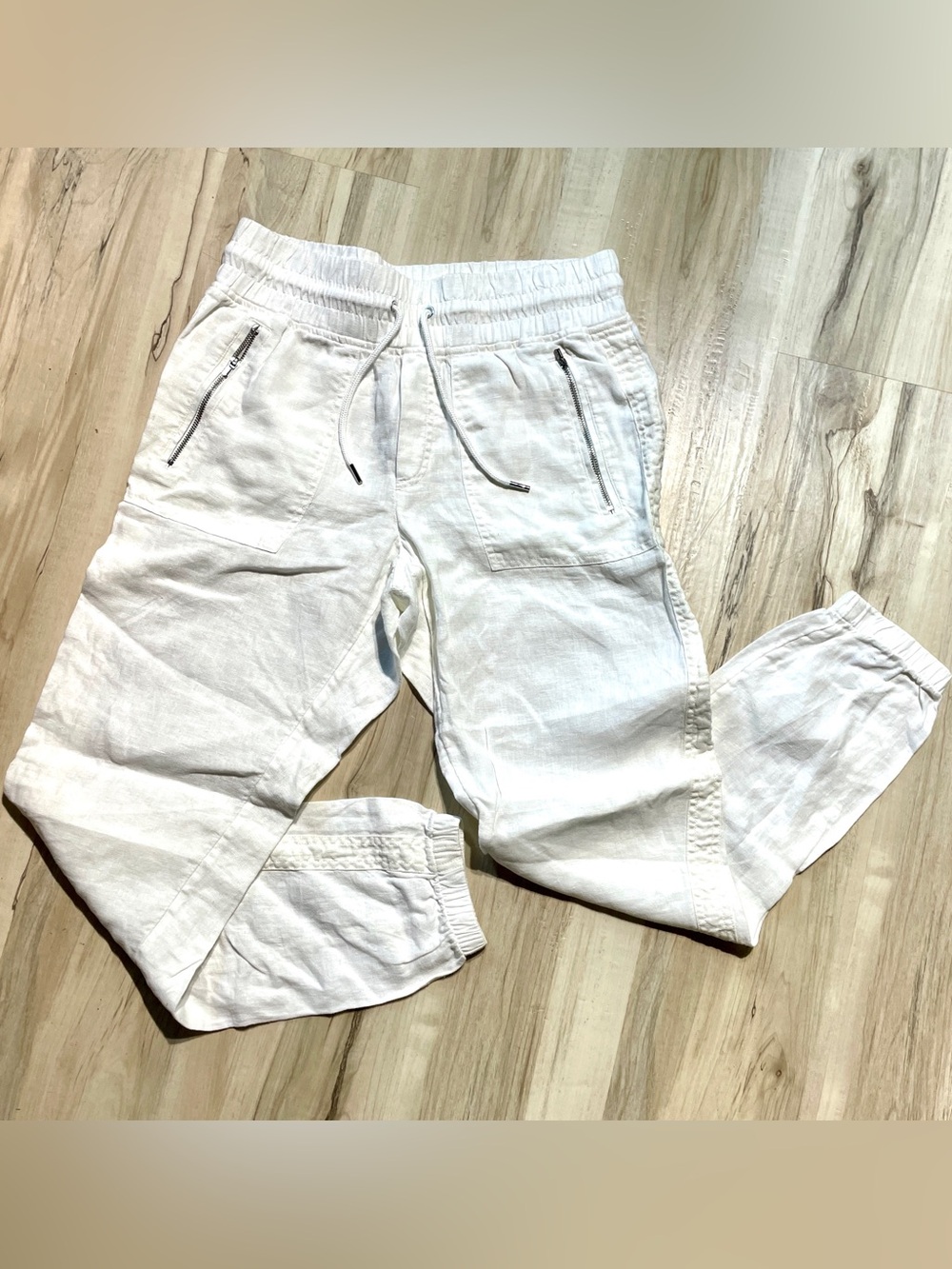 Athleta all Linen White Drawstring Jogger Pants, size 4T